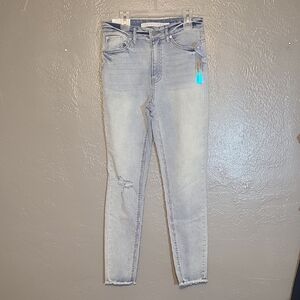 Tinseltown Women's Juniors Light Blue Jeans Distressed Mid-rise Skinny  Sz 3/26